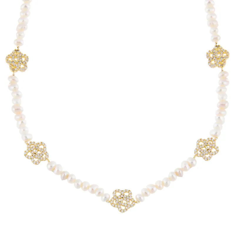 CZ Rose Pearl Choker sold by Adina Eden's