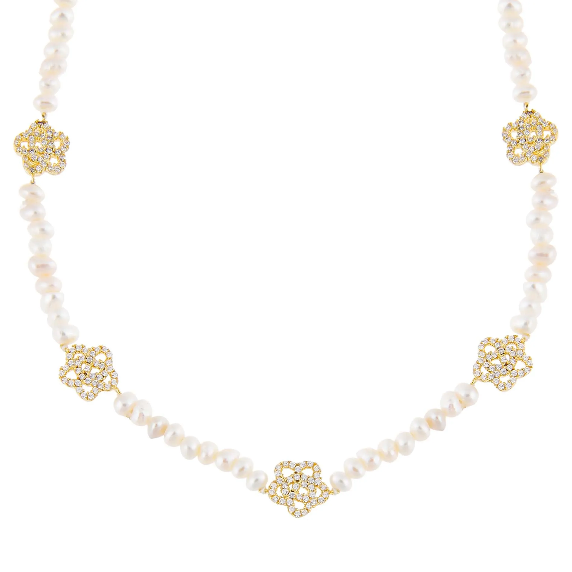 CZ Rose Pearl Choker sold by Adina Eden's