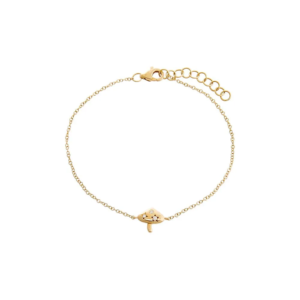 Diamond Mushroom Pendant Bracelet 14K sold by Adina Eden's