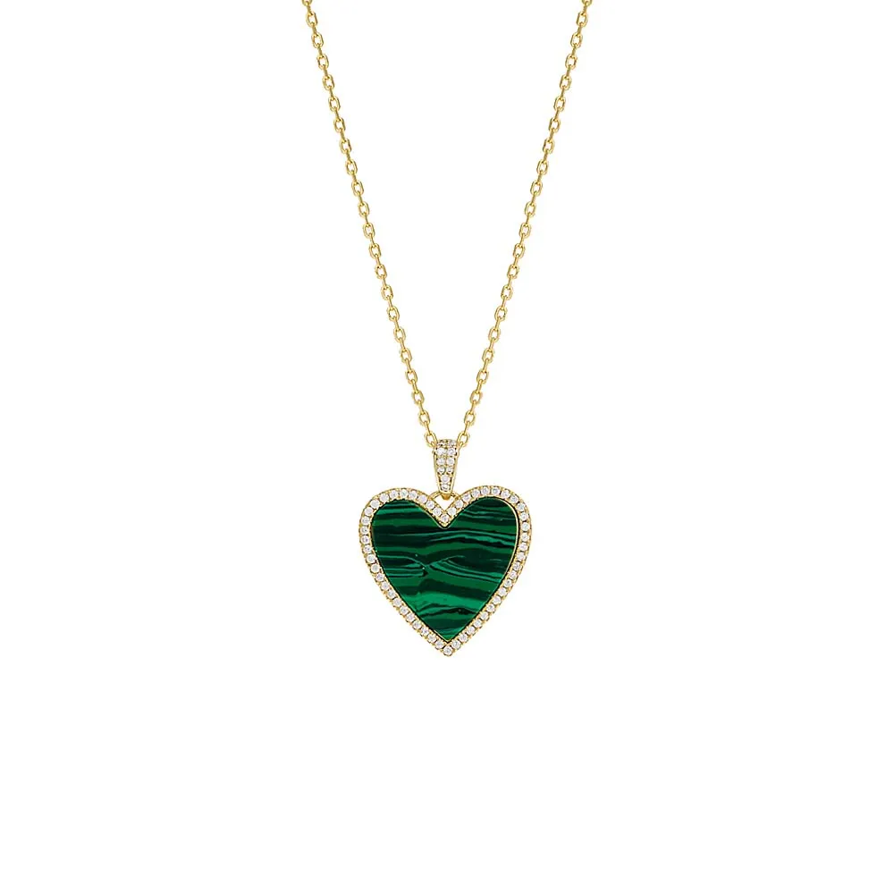Pave Outlined Heart Stone Necklace sold by Adina Eden's product image thumbnail 3