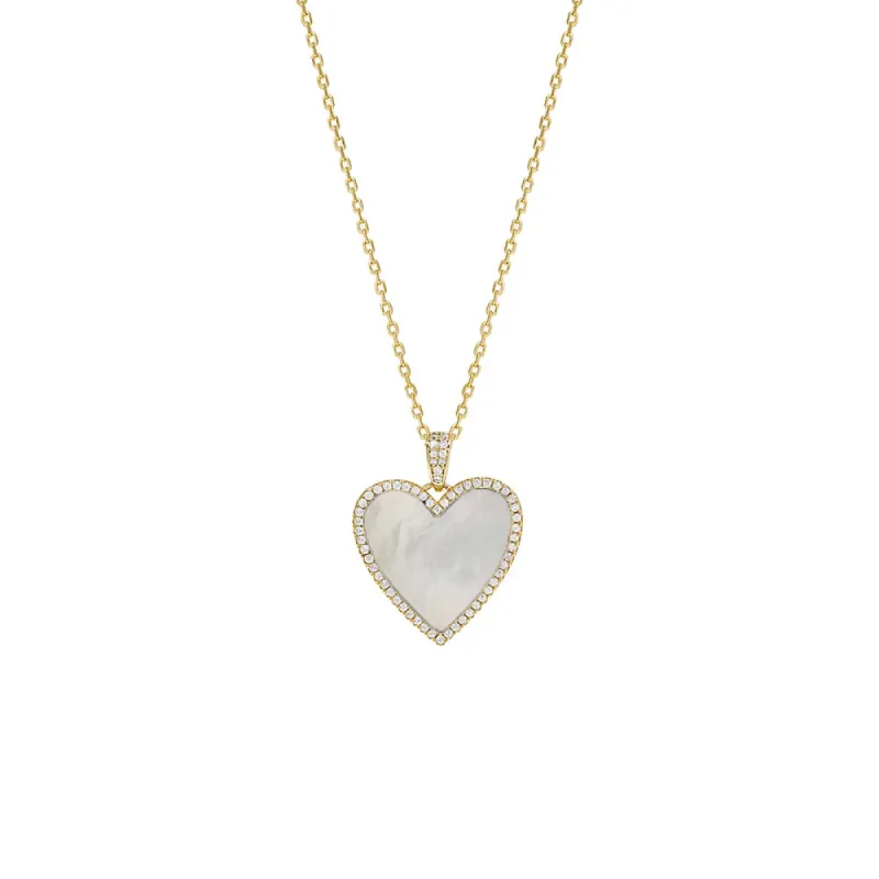 Pave Outlined Heart Stone Necklace sold by Adina Eden's