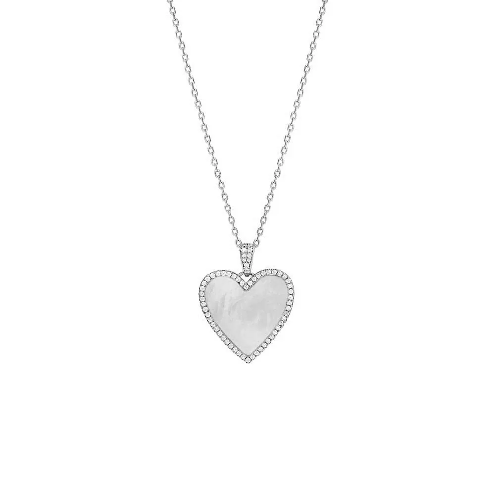 Pave Outlined Heart Stone Necklace sold by Adina Eden's product image thumbnail 5