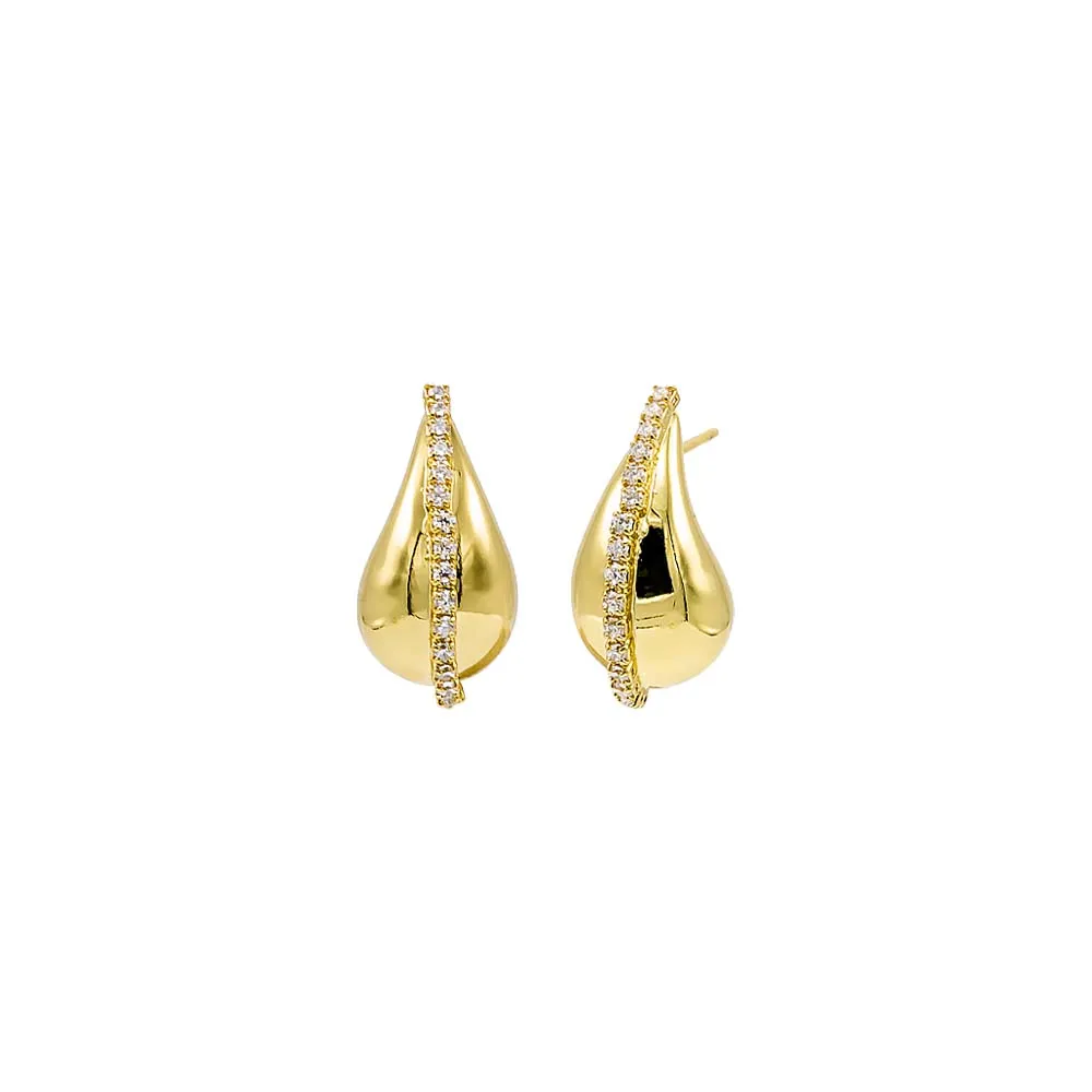 CZ Lined Teardrop Drop Stud Earring sold by Adina Eden's product image thumbnail 4