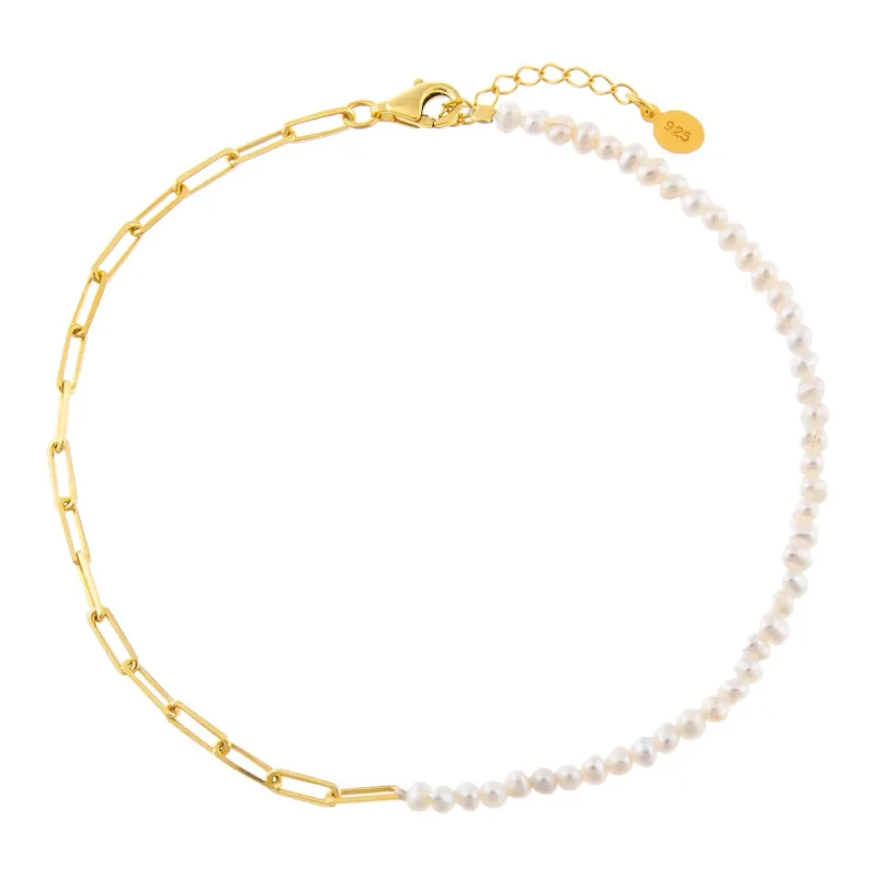 Pearl X Link Anklet sold by Adina Eden's