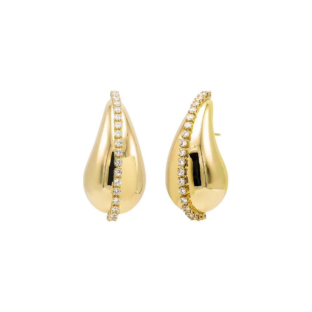 CZ Lined Teardrop Drop Stud Earring sold by Adina Eden's