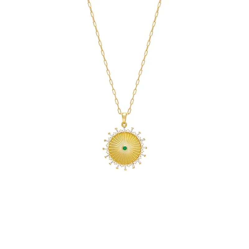 Fluted Baguette Medallion Link Necklace sold by Adina Eden's
