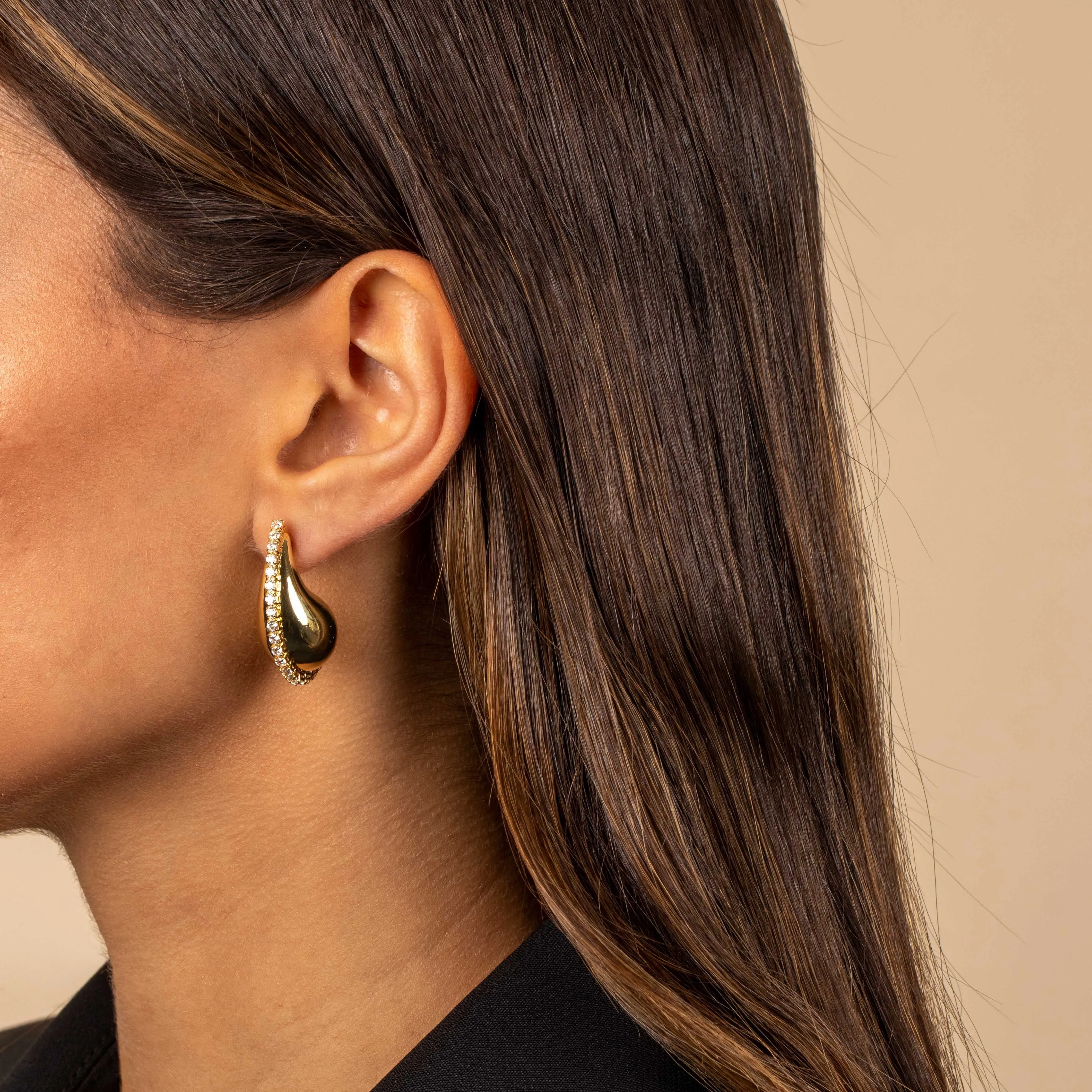 CZ Lined Teardrop Drop Stud Earring sold by Adina Eden's product image thumbnail 2