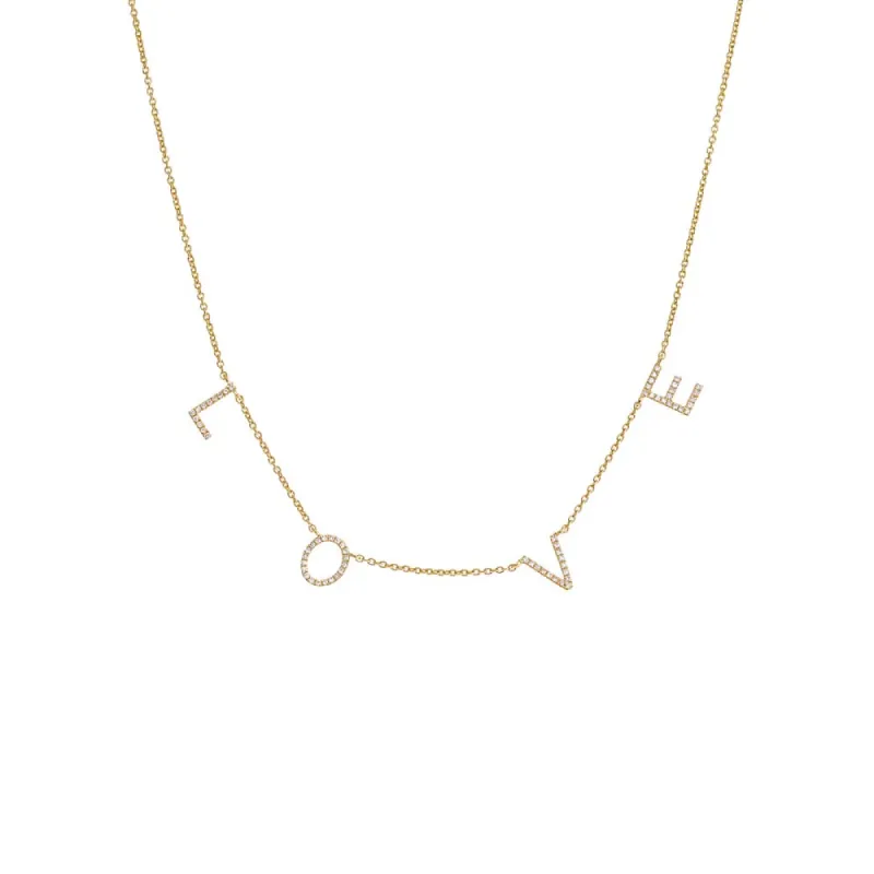 Diamond Pave Love Necklace 14K sold by Adina Eden's