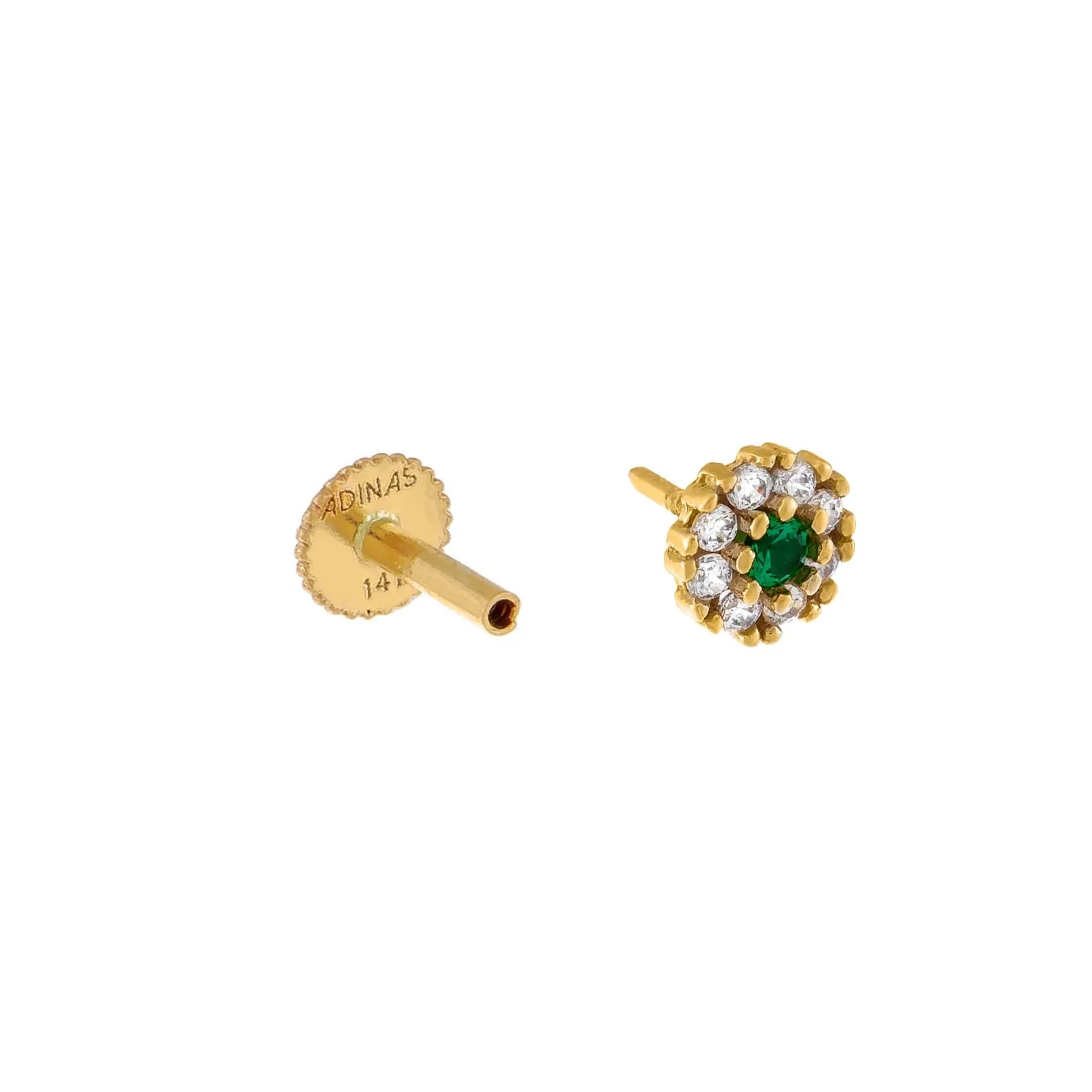 CZ Colored Circle Threaded Stud Earring 14K sold by Adina Eden's product image thumbnail 3