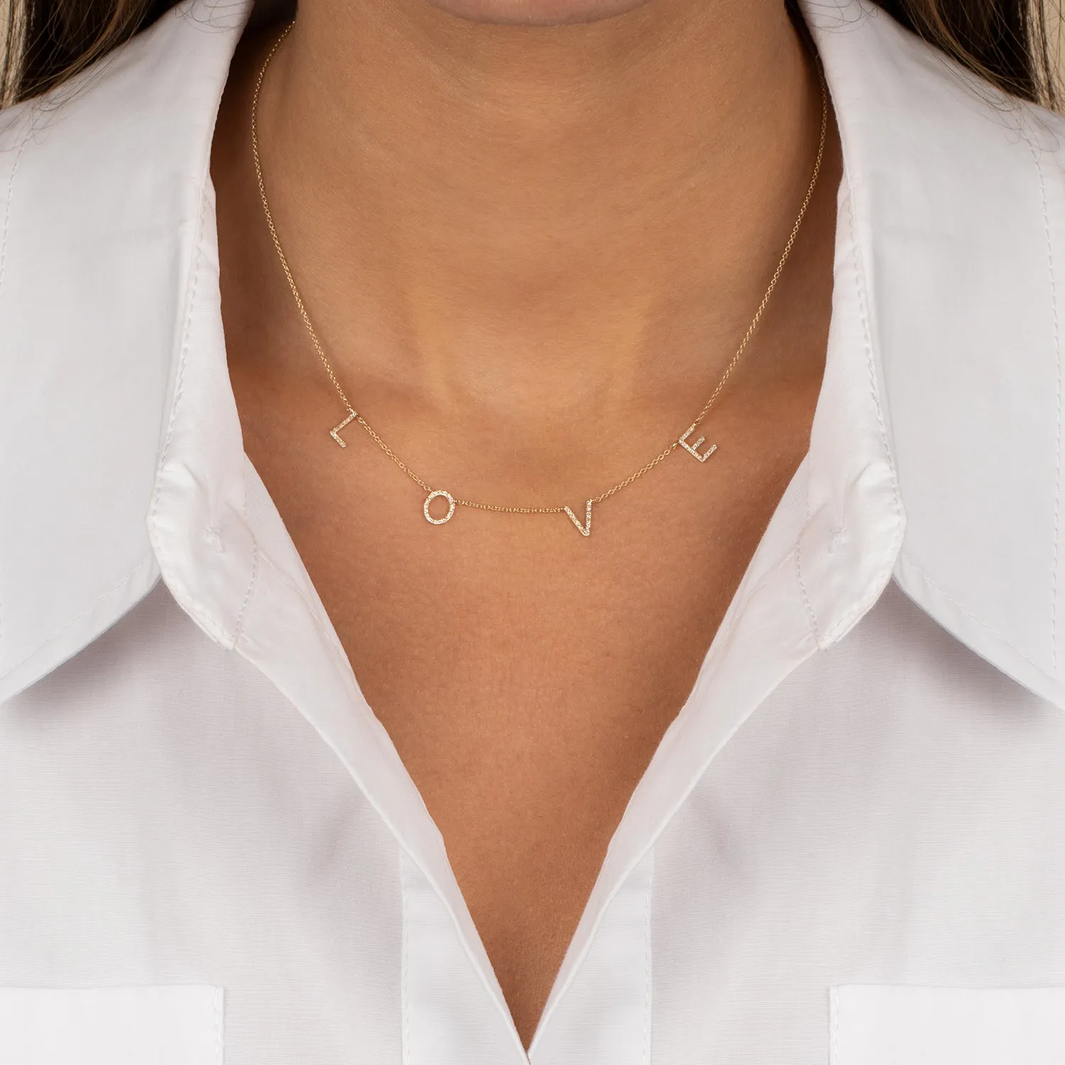Diamond Pave Love Necklace 14K sold by Adina Eden's product image thumbnail 2