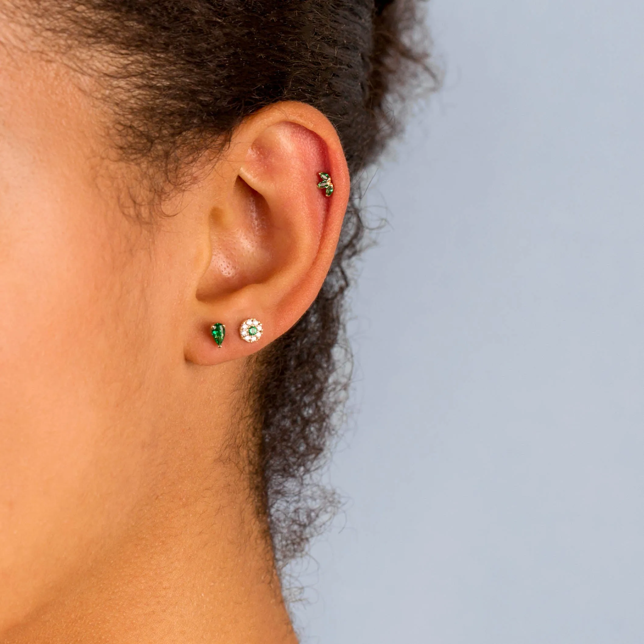 CZ Colored Circle Threaded Stud Earring 14K sold by Adina Eden's product image thumbnail 2