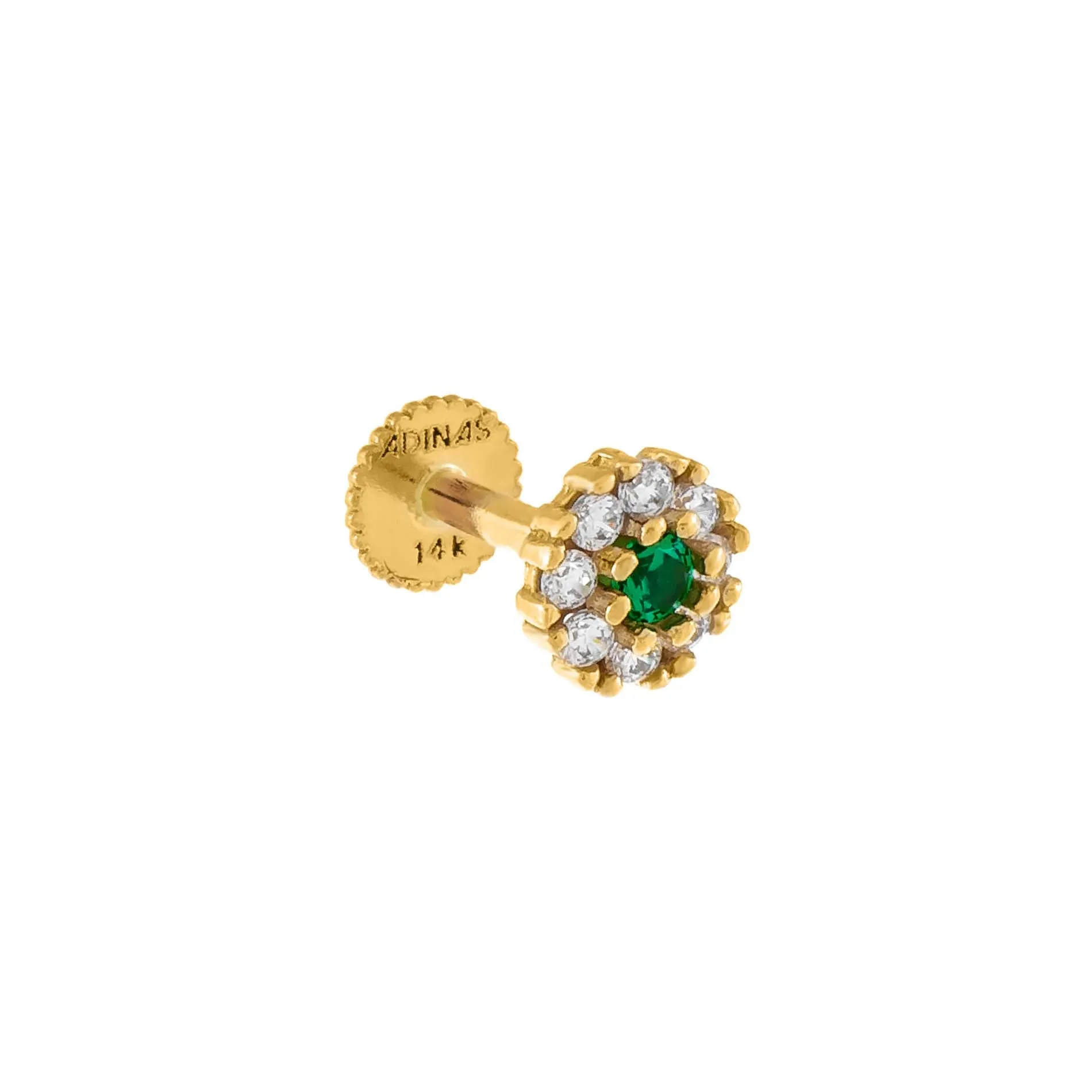 CZ Colored Circle Threaded Stud Earring 14K sold by Adina Eden's
