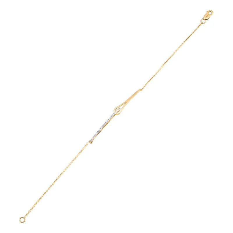 Pavé x Solid Bar Interlocked Diamond Bracelet 14K sold by Adina Eden's