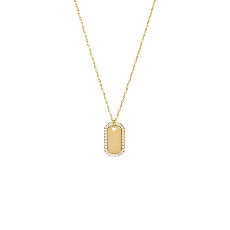 Solid/Pave Dog Tag Necklace sold by Adina Eden's