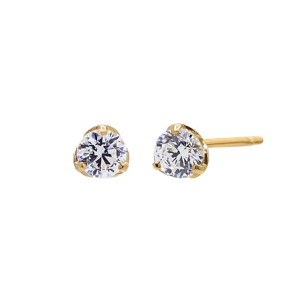 CZ Solitaire 3 Prong Stud Earring 14K sold by Adina Eden's