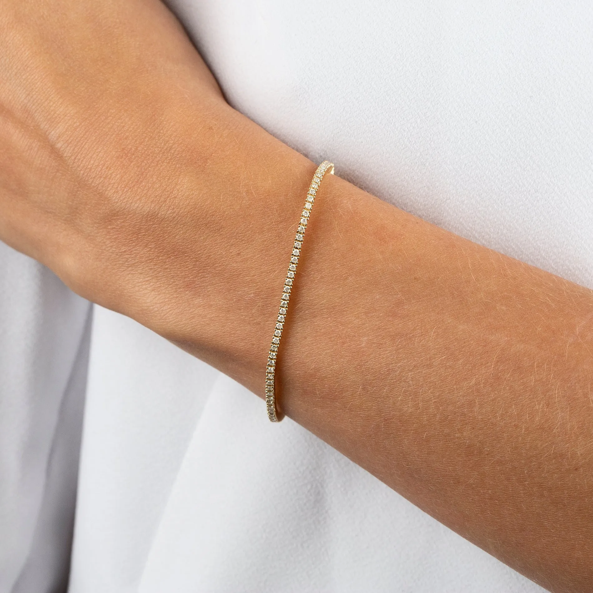 Diamond Thin Tennis Bracelet 14K sold by Adina Eden's product image thumbnail 2