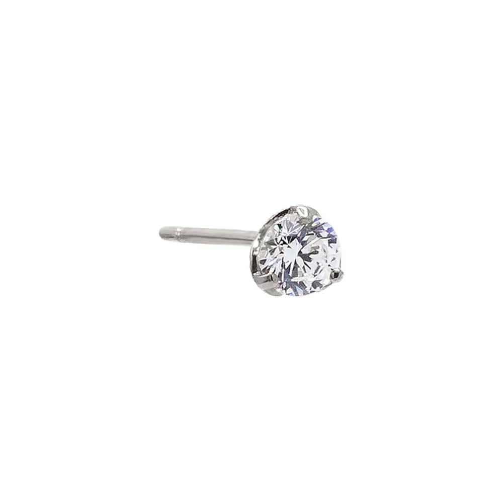 CZ Solitaire 3 Prong Stud Earring 14K sold by Adina Eden's product image thumbnail 5