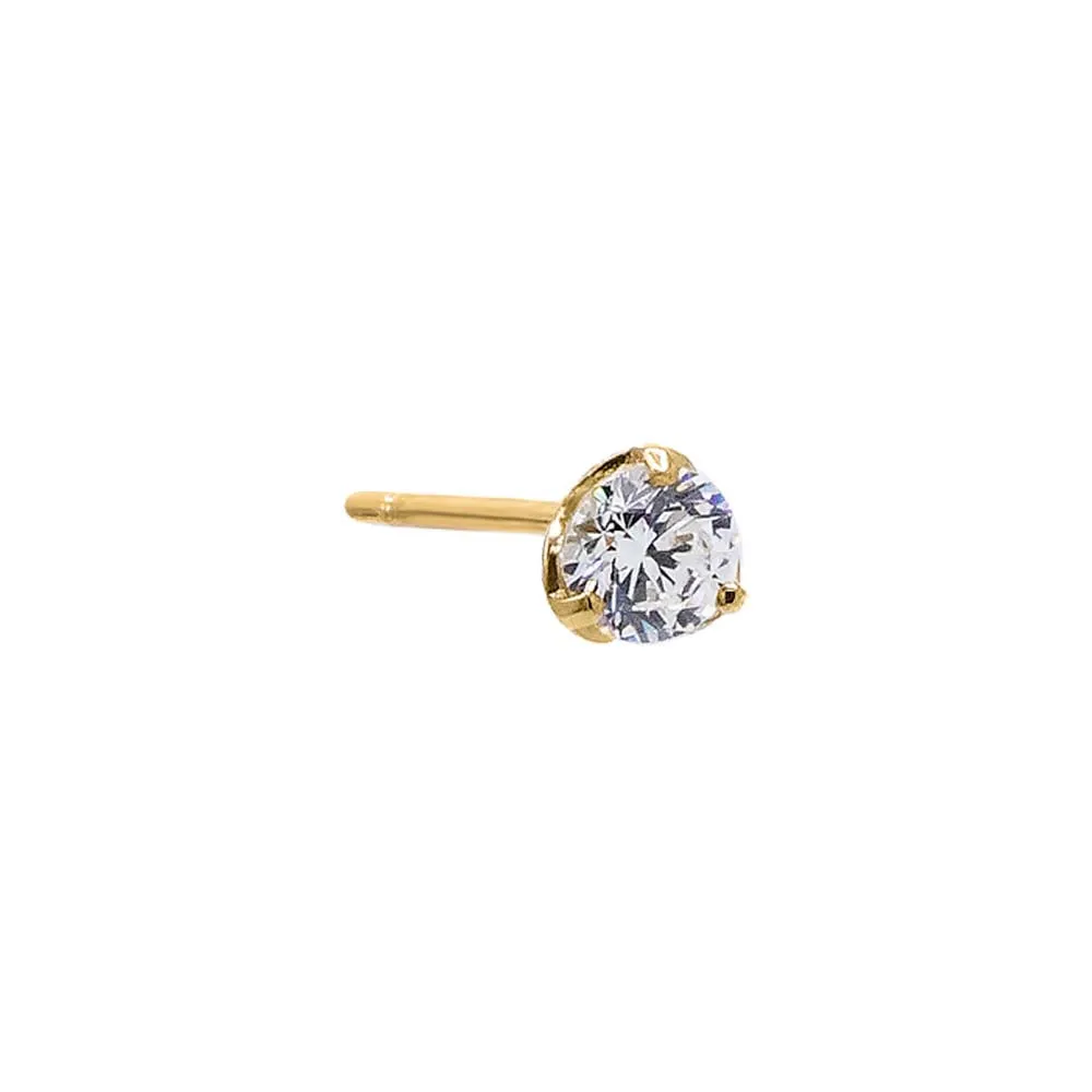 CZ Solitaire 3 Prong Stud Earring 14K sold by Adina Eden's product image thumbnail 3
