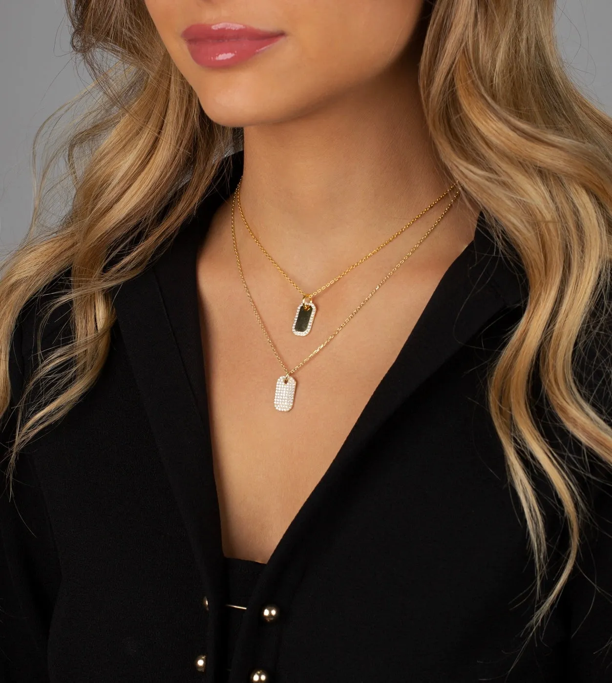 Solid/Pave Dog Tag Necklace sold by Adina Eden's product image thumbnail 2