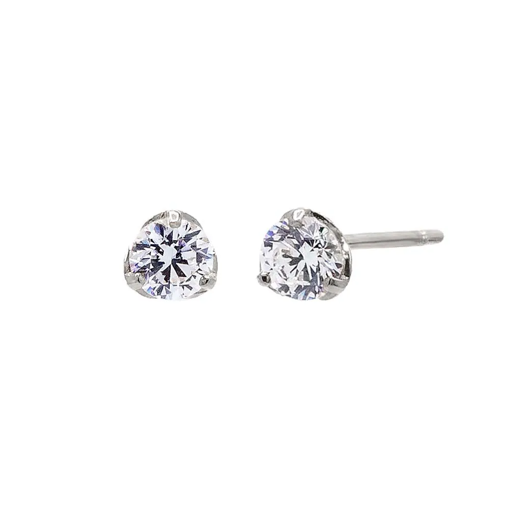 CZ Solitaire 3 Prong Stud Earring 14K sold by Adina Eden's product image thumbnail 4