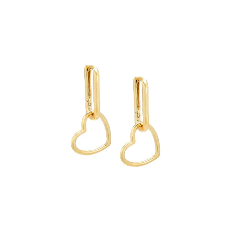 Solid Dangling Heart U-Shape Huggie Earring sold by Adina Eden's