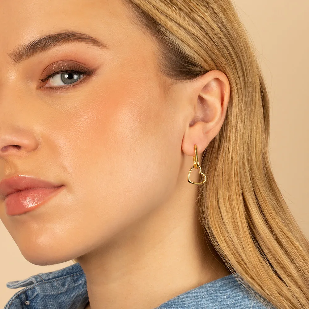 Solid Dangling Heart U-Shape Huggie Earring sold by Adina Eden's product image thumbnail 2