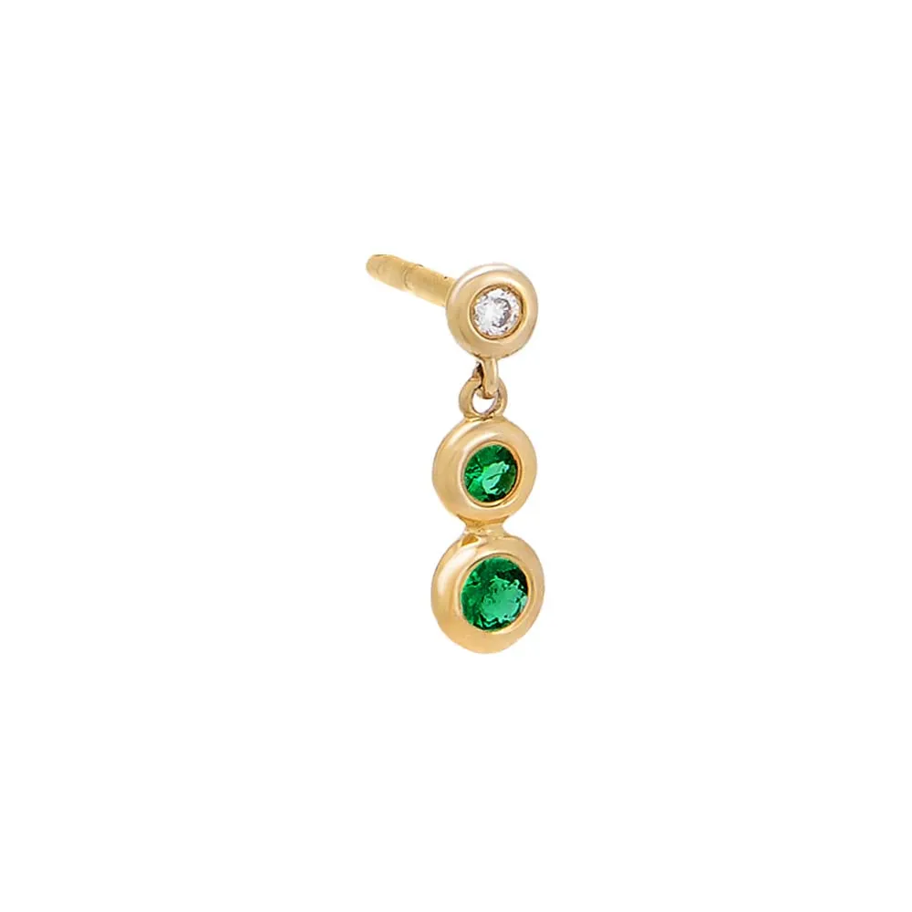 Diamond & Emerald Bezel Shaker Stud Earring 14K sold by Adina Eden's product image thumbnail 2