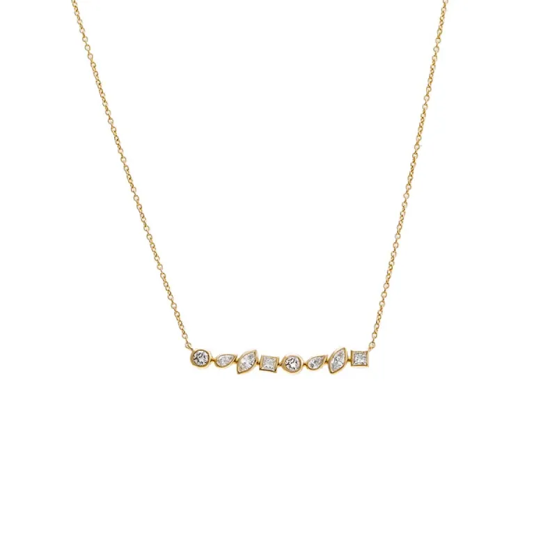 Diamond Bezel Multi Shape Bar Pendant Necklace 14K sold by Adina Eden's