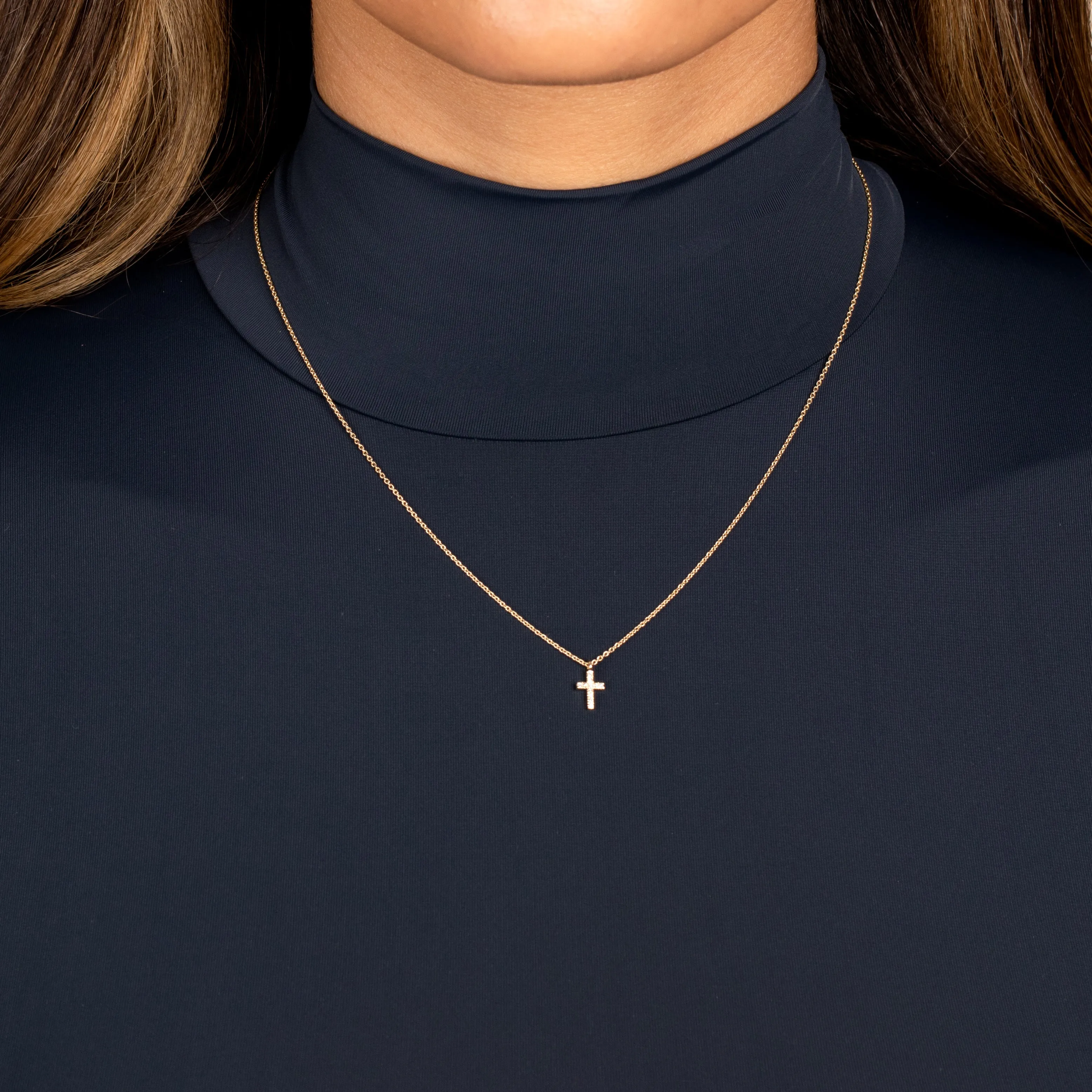 Diamond Mini Cross Necklace 14K sold by Adina Eden's product image thumbnail 2