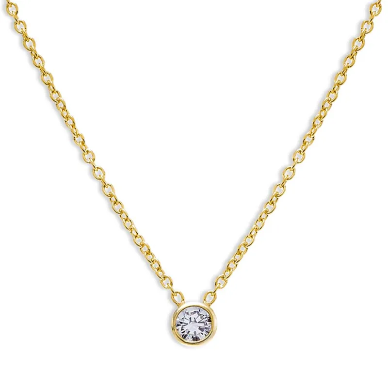 Colored Mini Solitaire Bezel Necklace sold by Adina Eden's