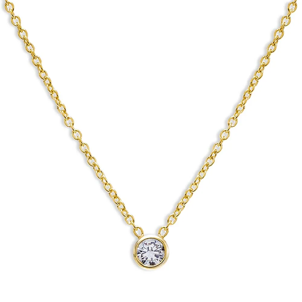 Colored Mini Solitaire Bezel Necklace sold by Adina Eden's