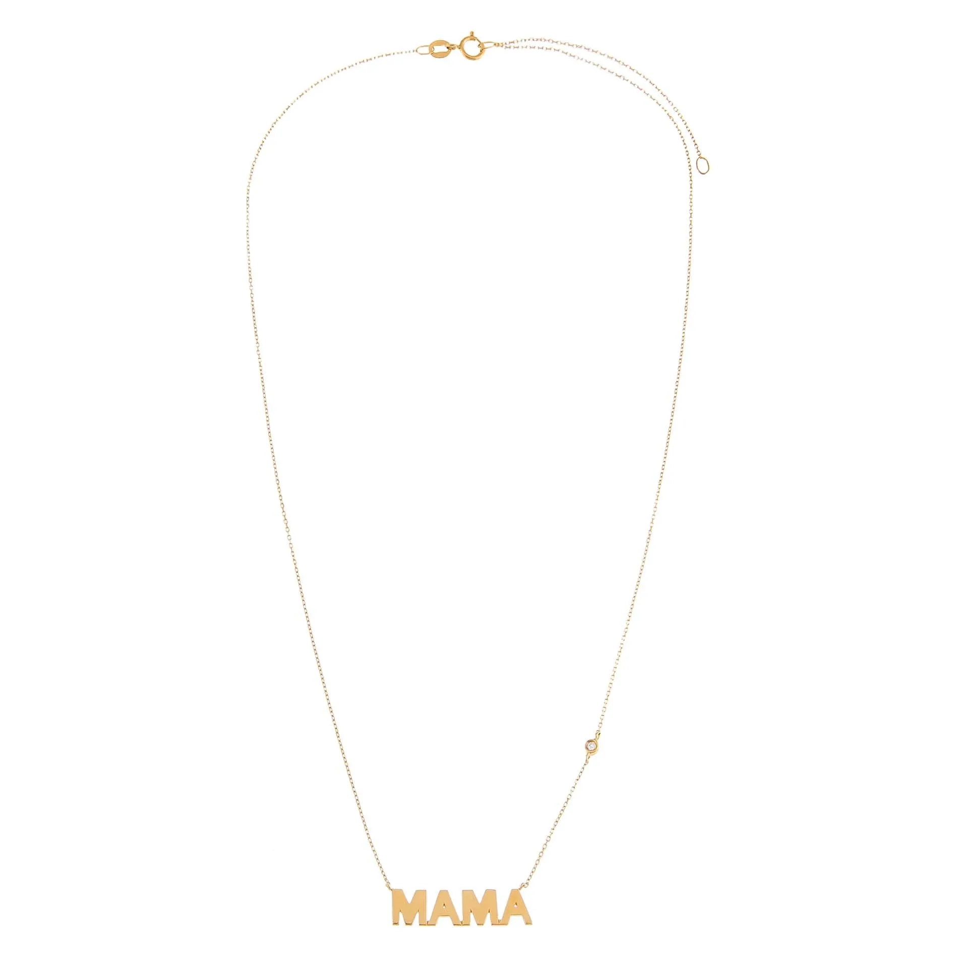 Diamond Bezel Solid Mama Nameplate Necklace 14K sold by Adina Eden's product image thumbnail 3