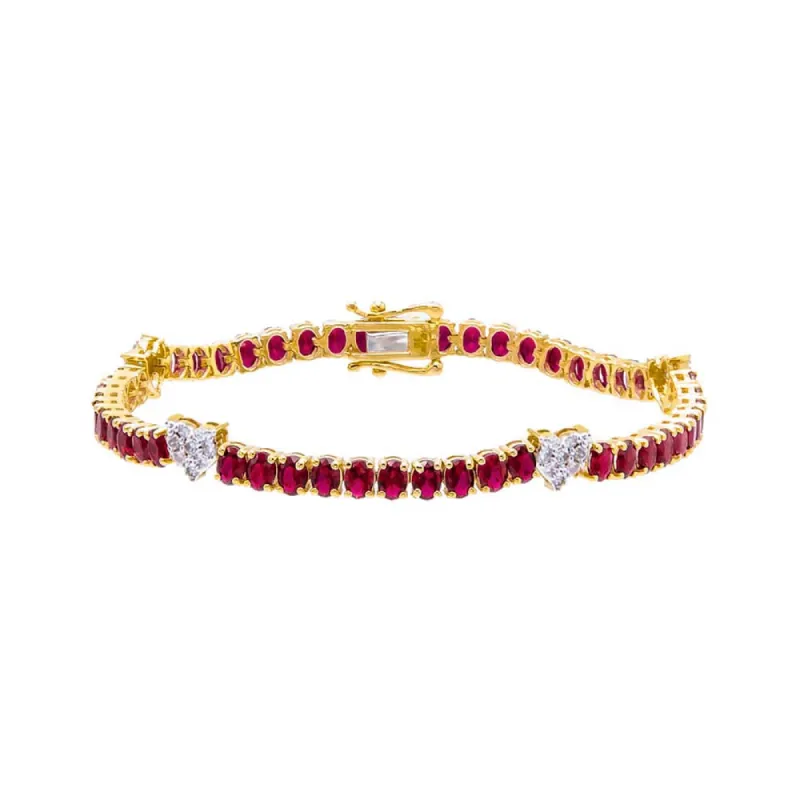 Diamond Pave Accented Ruby Tennis Bracelet 14K sold by Adina Eden's