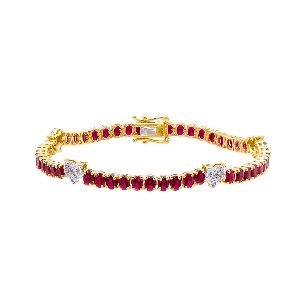 Diamond Pave Accented Ruby Tennis Bracelet 14K sold by Adina Eden's