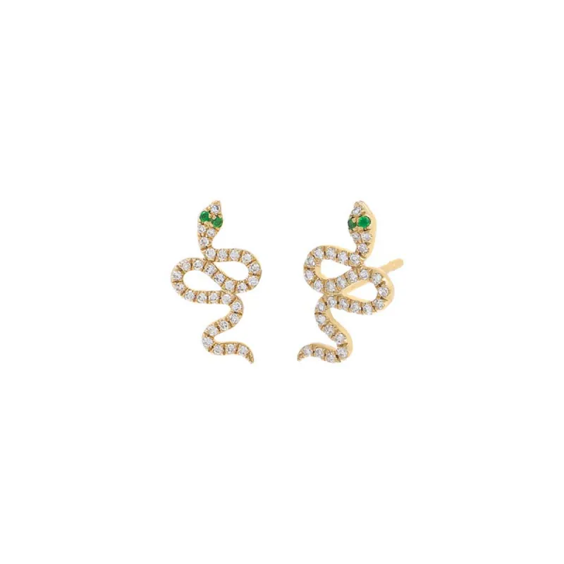 Diamond Pavé Snake Stud Earring 14K sold by Adina Eden's