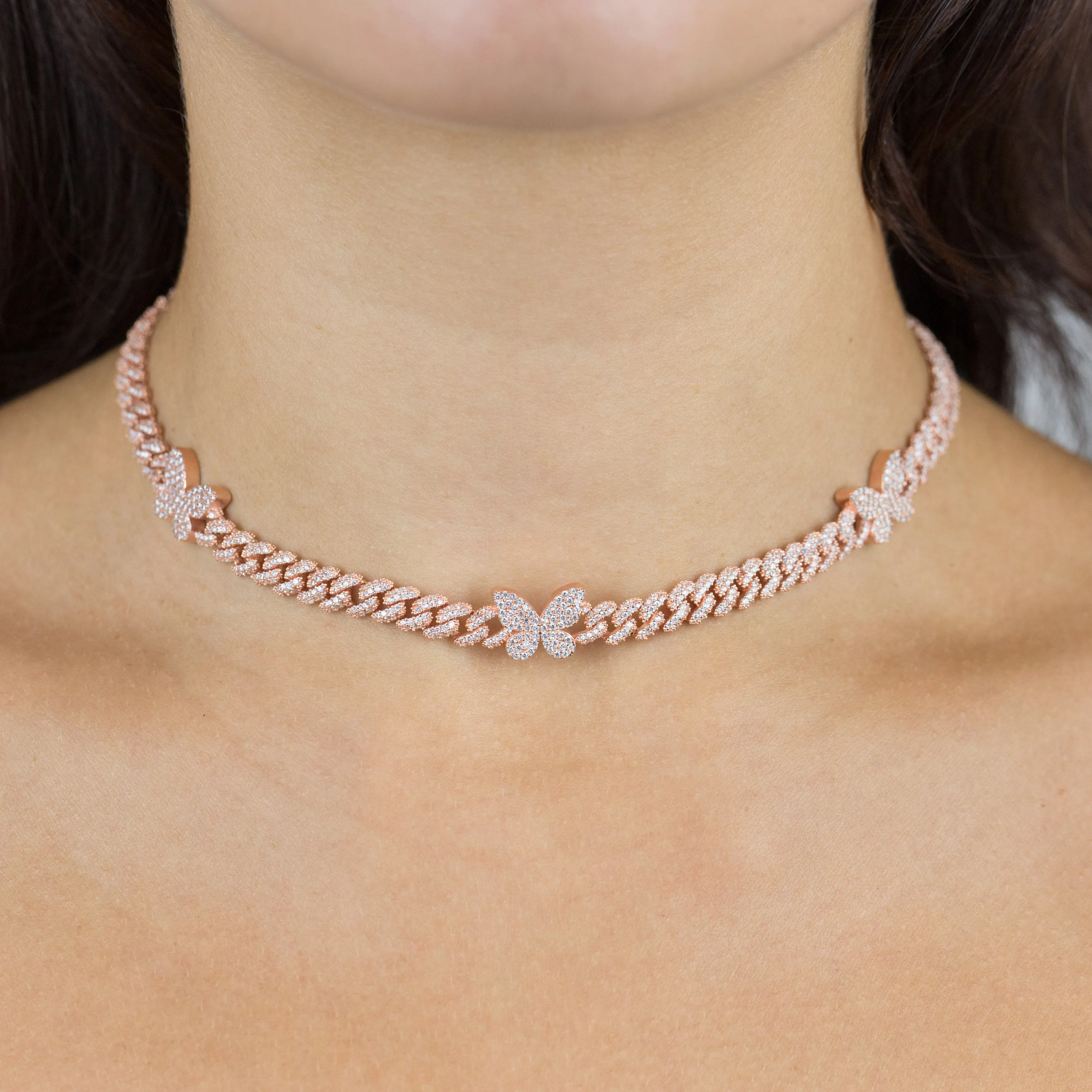 Pavé Butterfly Chain Link Choker sold by Adina Eden's product image thumbnail 3