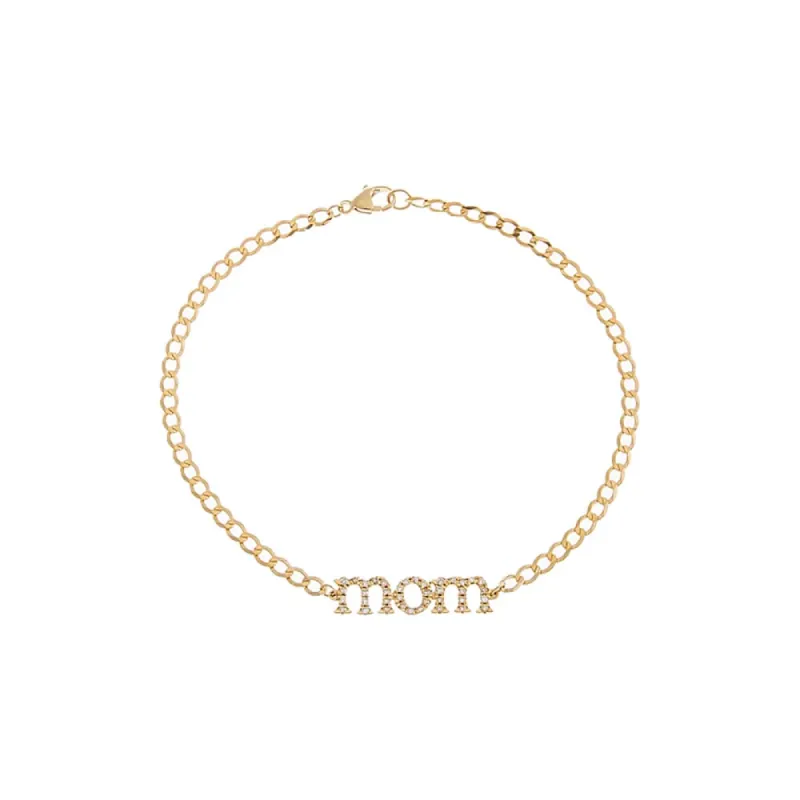Diamond Pave Mom Lowercase Bracelet 14K sold by Adina Eden's
