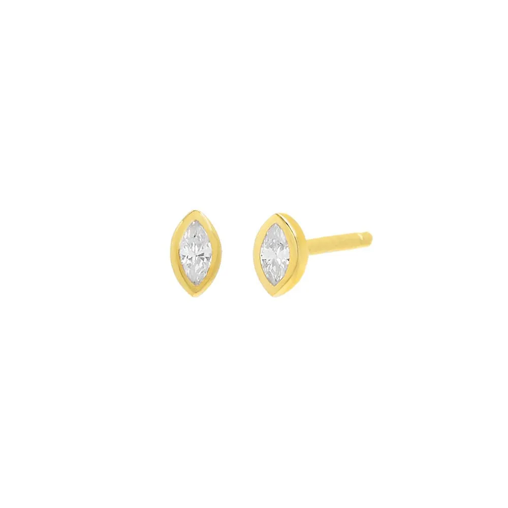 Marquise Bezel Stud Earring sold by Adina Eden's