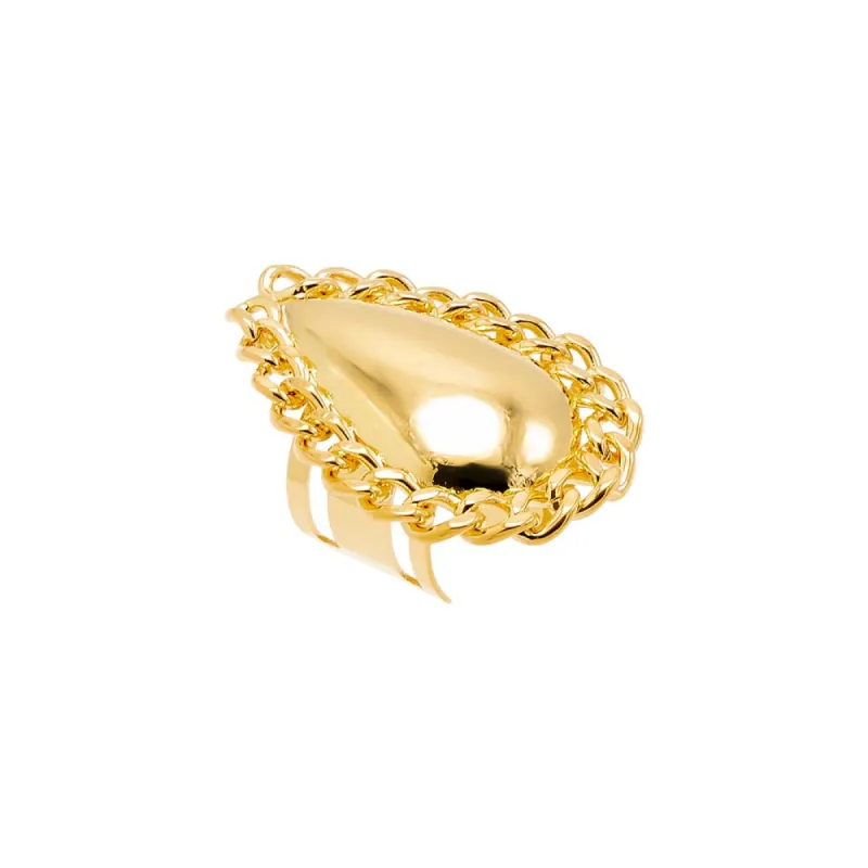 Cuban Chain Brushed Teardrop Ring sold by Adina Eden's
