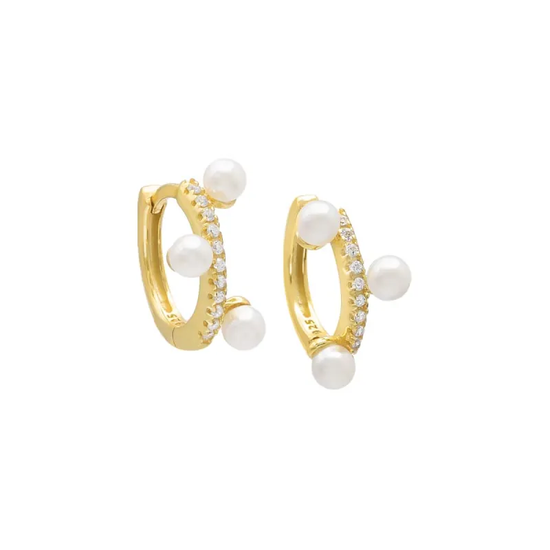 Pavé Pearl Scattered Huggie Earring sold by Adina Eden's