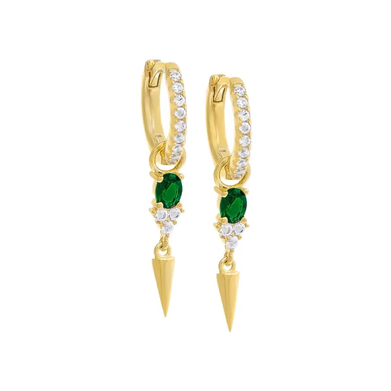 Pavé Mini Spike Drop Huggie Earring sold by Adina Eden's