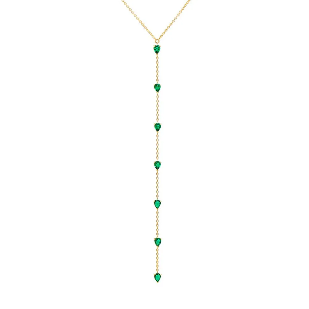 Gemstone Teardrop Lariat Necklace 14K sold by Adina Eden's