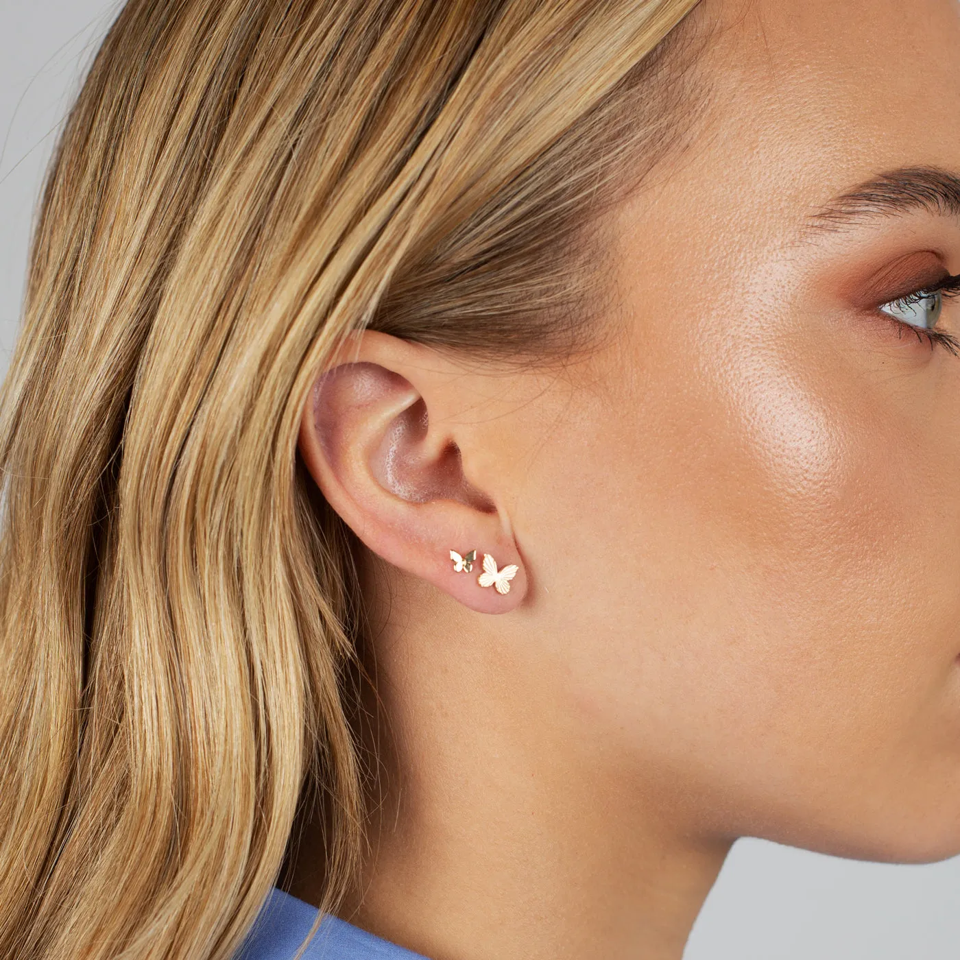 Solid Butterfly Threaded Stud Earring 14K sold by Adina Eden's product image thumbnail 2