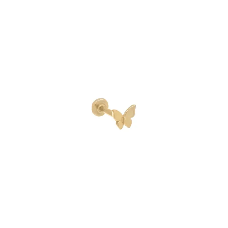 Solid Butterfly Threaded Stud Earring 14K sold by Adina Eden's
