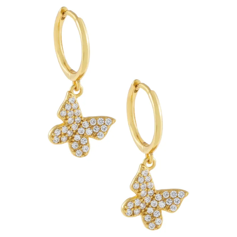 Pavé Butterfly Huggie Earring sold by Adina Eden's
