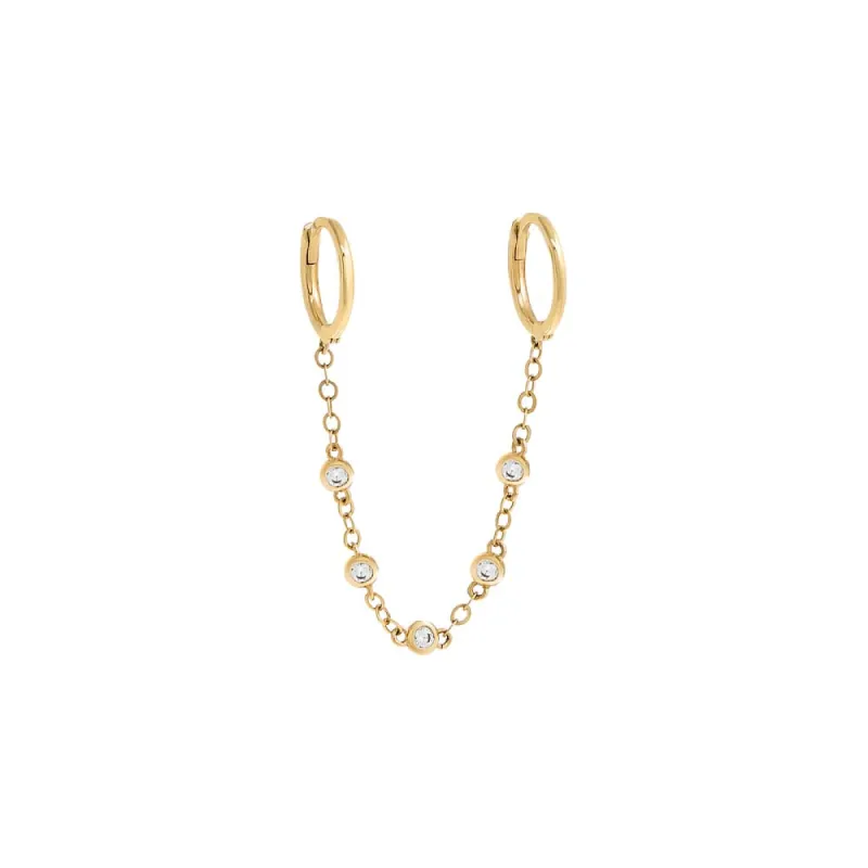 Diamond By The Yard Double Huggie Earring 14K sold by Adina Eden's