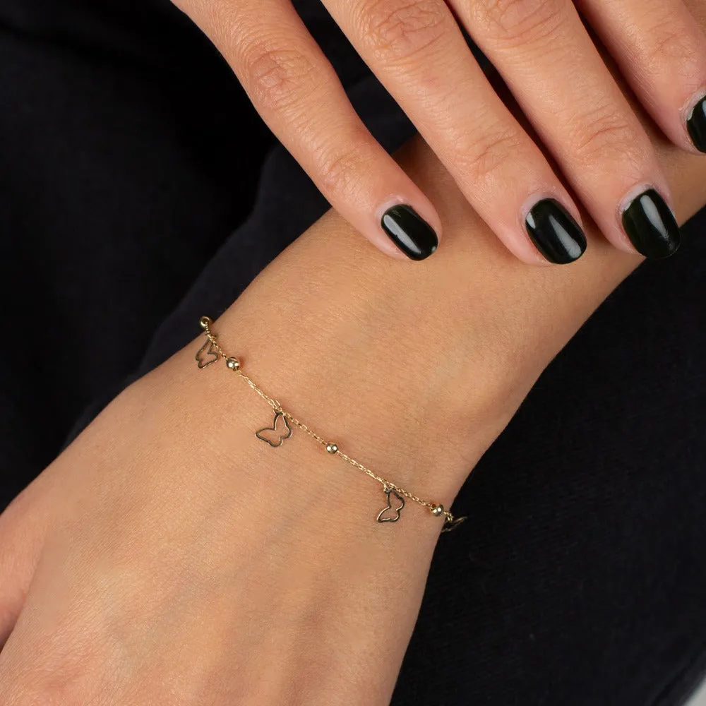 Dangling Open Butteflies Charm Bracelet 14K sold by Adina Eden's product image thumbnail 2