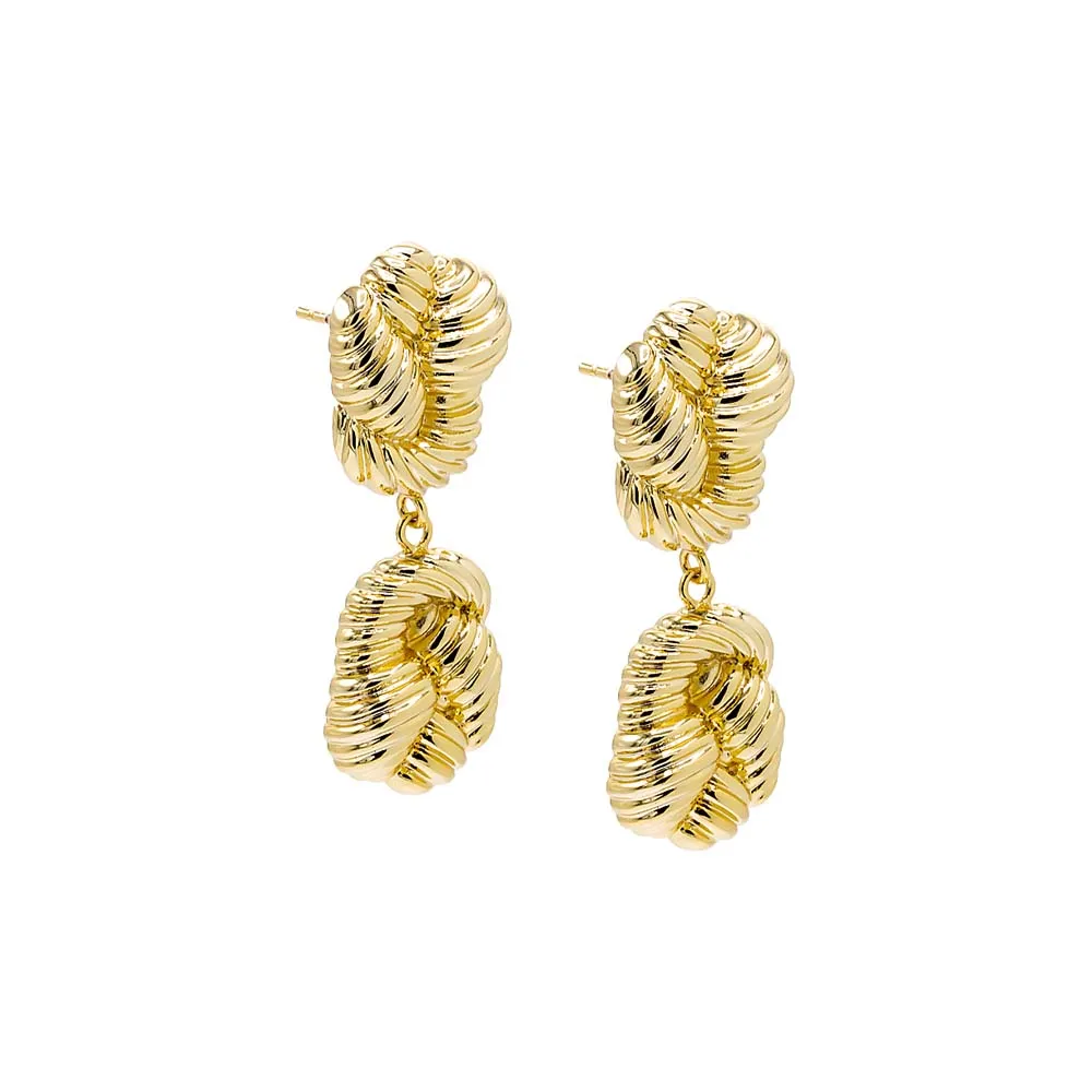 Multi Ridged Fluid Gold Drop Stud Earring sold by Adina Eden's
