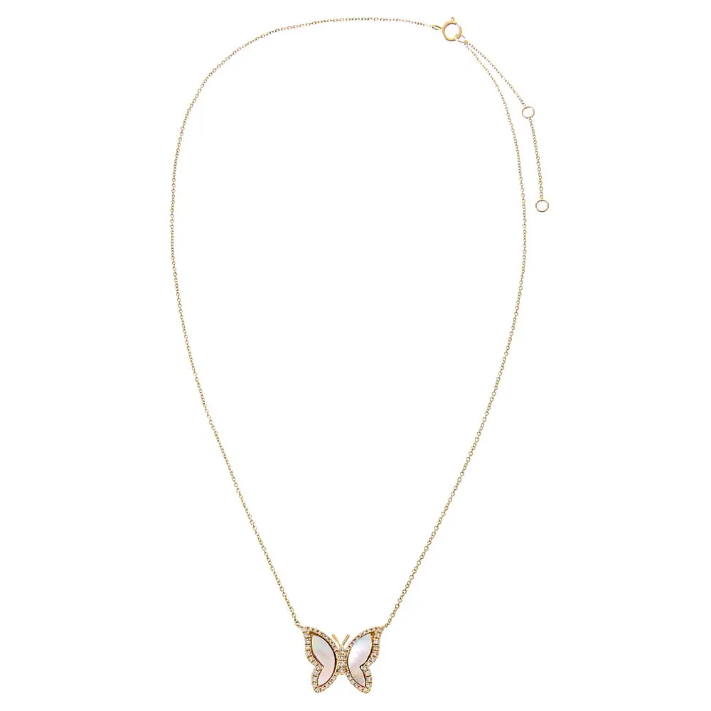 Pavé Diamond Outline Stone Butterfly Necklace 14K sold by Adina Eden's product image thumbnail 3