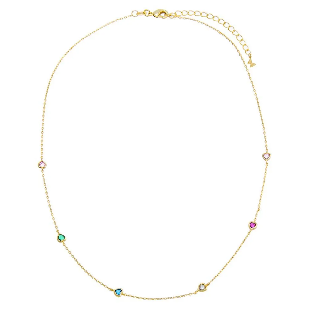 Colored CZ Multi Heart Chain Necklace sold by Adina Eden's product image thumbnail 3